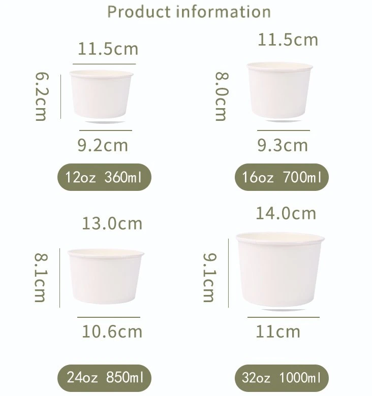 Paper Salad Bowl with Lid 500ml-1300ml by Disposable Kraft Paper