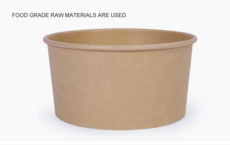 100% Eco Friendly Disposable Brown Kraft Paper Salad Bowl with Lid