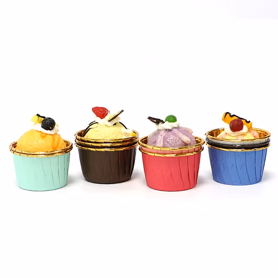 Moules à muffins en aluminium doré, moule à Pudding avec couvercles transparents