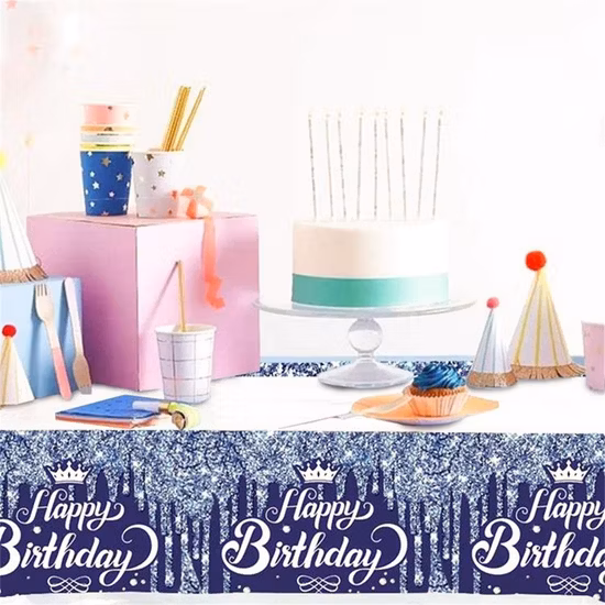 Nappe en plastique jetable en PVC, couverture de Table, décorations de fête de joyeux anniversaire