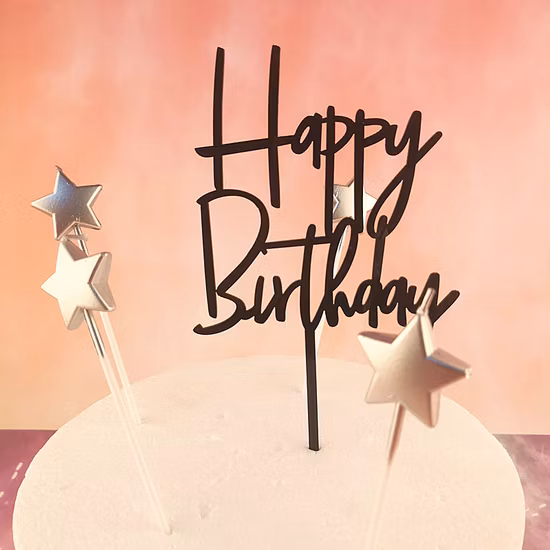 Décoration de gâteau d'anniversaire en acrylique, garniture de gâteau en forme d'angle droit